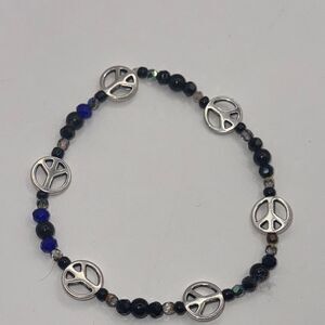 Peace Symbol Beaded Bracelet or anklet